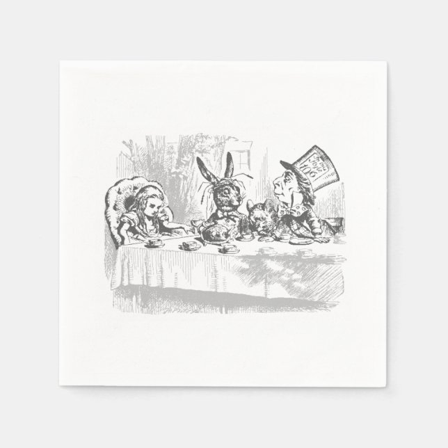 Vintage Alice in Wonderland Tea Party Paper Napkin (Front)