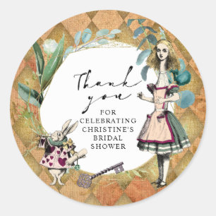 Vintage Alice in Wonderland Thank You Card Classic Round Sticker