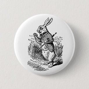 Vintage Alice in Wonderland the White Rabbit Watch 2 Inch Round Button