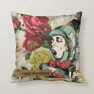 Vintage Alice in Wonderland Throw Pillow