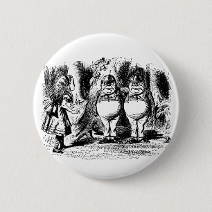 Vintage Alice in Wonderland, Tweedledum Tweedledee 2 Inch Round Button