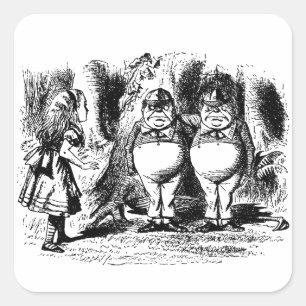 Vintage Alice in Wonderland, Tweedledum Tweedledee Square Sticker
