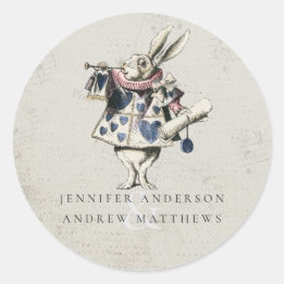 Vintage Alice in Wonderland Wedding  Classic Round Sticker