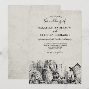 Vintage Alice in Wonderland Wedding Invitation