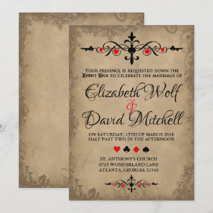 Vintage Alice in Wonderland Wedding Invitation