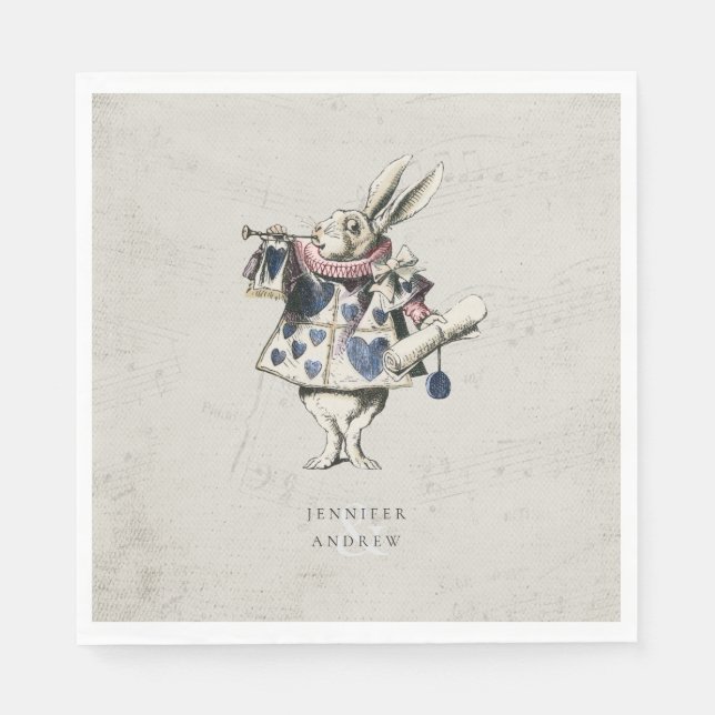 Vintage Alice in Wonderland Wedding Napkin (Front)