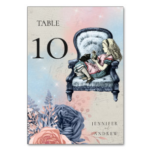 Vintage Alice in Wonderland Wedding Table Number