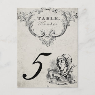 Vintage Alice in Wonderland Wedding Table Numbers Postcard