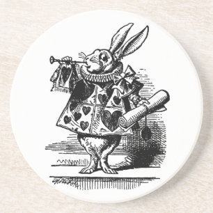 Vintage Alice in Wonderland White Rabbit as Herald Coaster