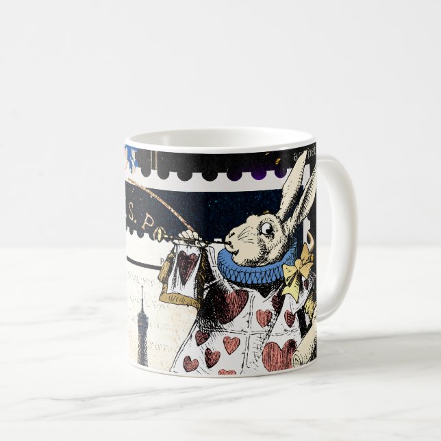 Vintage Alice in Wonderland White Rabbit Coffee Mug (Front Right)