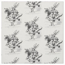 Vintage Alice in Wonderland White Rabbit Fabric