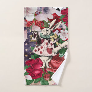 Vintage Alice in Wonderland White Rabbit Hand Towel