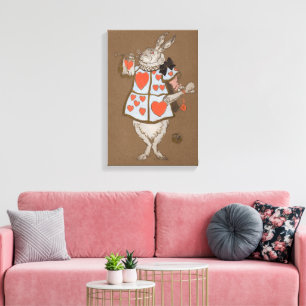 Vintage Alice in Wonderland White Rabbit Herald Canvas Print