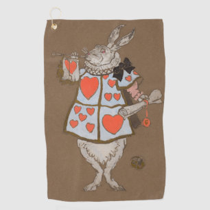 Vintage Alice in Wonderland White Rabbit Herald Golf Towel