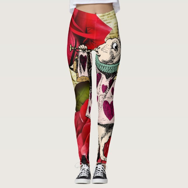 Vintage Alice in Wonderland White Rabbit   Leggings (Front)