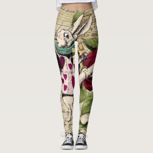 Vintage Alice in Wonderland White Rabbit  Leggings