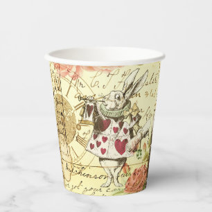 Vintage Alice in Wonderland White Rabbit Paper Cups