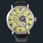 Vintage Alice in Wonderland White Rabbit Quote Watch<br><div class="desc">Vintage Alice in Wonderland Quote Watch - Oh dear oh dear don't miss this one! Full of charm and character this watch is inspired by the white rabbit from the Alice in Wonderland book. This awesome Alice In Wonderland wrist watch features the white rabbit in the classic scene where he...</div>