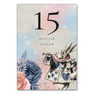 Vintage Alice in Wonderland White Rabbit Table Number