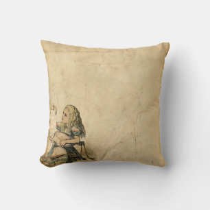Vintage Alice in Wonderland with Flamingo Throw Pillow