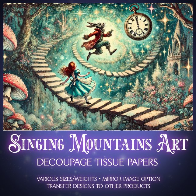 Vintage Alice Rabbit Hole Illustration Decoupage Tissue Paper (Creator Uploaded)