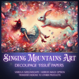 Vintage Alice Rabbit Hole Illustration Decoupage Tissue Paper