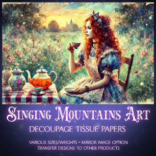 Vintage Alice Teatime Daydream Decoupage Tissue Paper