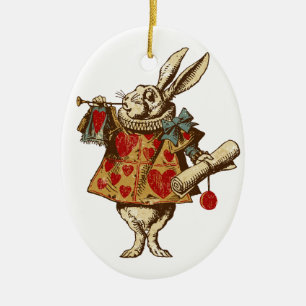 Vintage Alice White Rabbit Ceramic Ornament