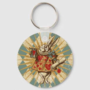 Vintage Alice White Rabbit Keychain