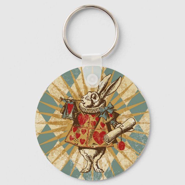 Vintage Alice White Rabbit Keychain (Front)