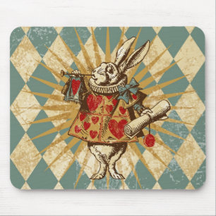 Vintage Alice White Rabbit Mouse Pad