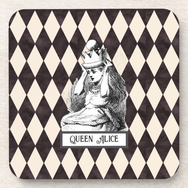 Vintage Alice with Crown Harlequin Coaster (Front)