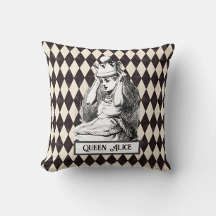 Vintage Alice with Crown Harlequin Throw Pillow