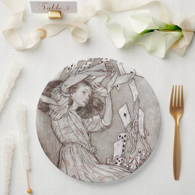 Vintage Alice's adventures in Wonderland (1907) Paper Plate (Wedding)