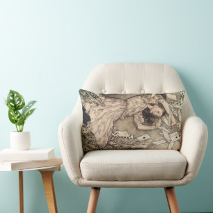 Vintage Alices Adventures in Wonderland by Rackham Lumbar Pillow