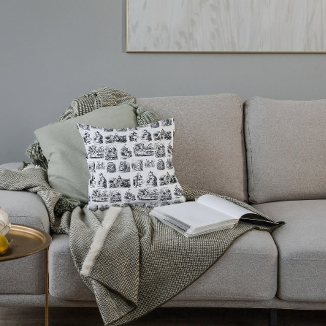 Vintage Alice's Adventures in Wonderland Pattern Throw Pillow (Creator Uploaded)