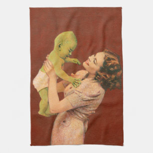 Vintage Alien Baby Kitchen Towel