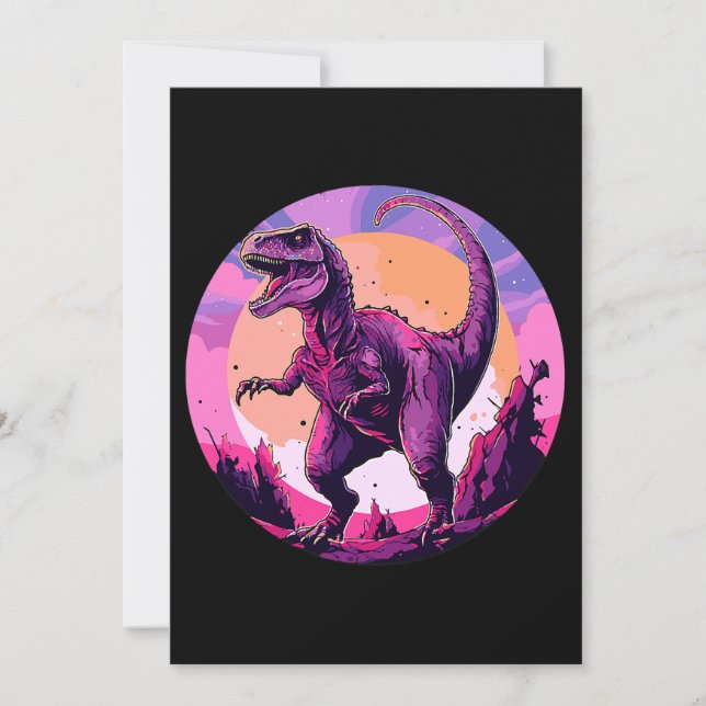 Vintage Alien Dinosaur in Outer Space Invitation (Front)