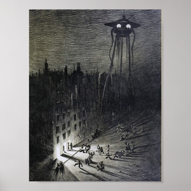 Vintage Alien Invasion Illustration Poster (Front)