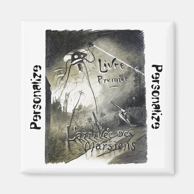 Vintage alien invasion world war movie black white magnet (Front)