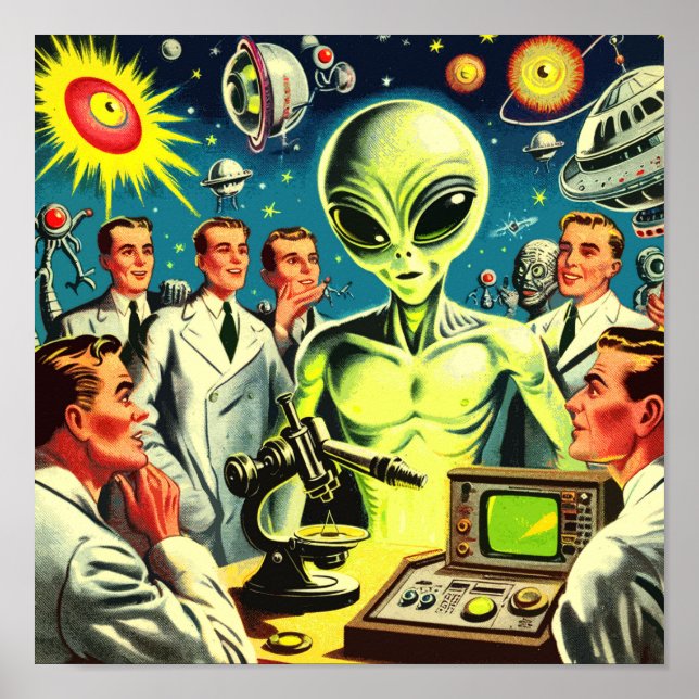 Vintage Alien Science Fiction Comics Poster (Front)