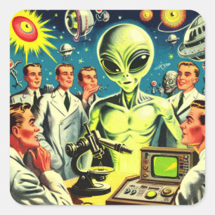 Vintage Alien Science Fiction Comics Square Sticker