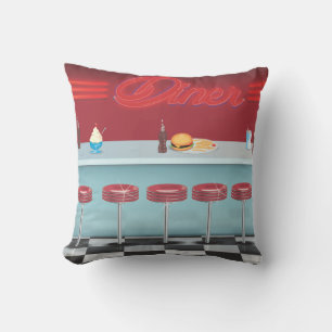 Vintage All American Diner Throw Pillow