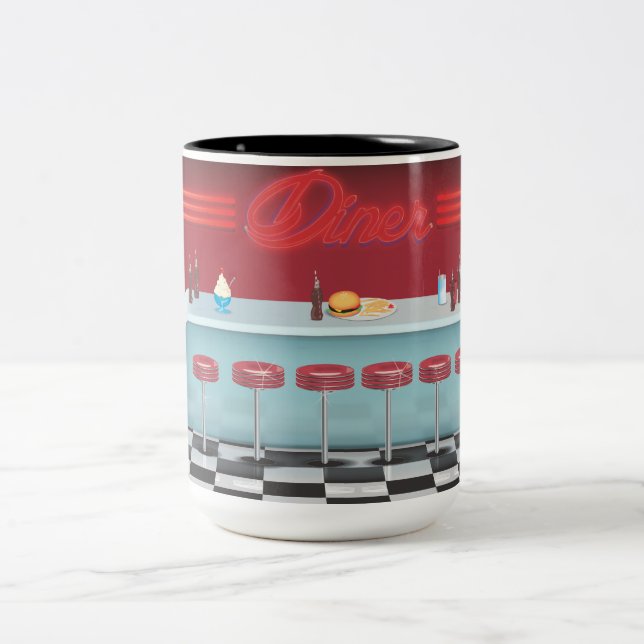 Vintage All American Diner Two-Tone Coffee Mug (Center)