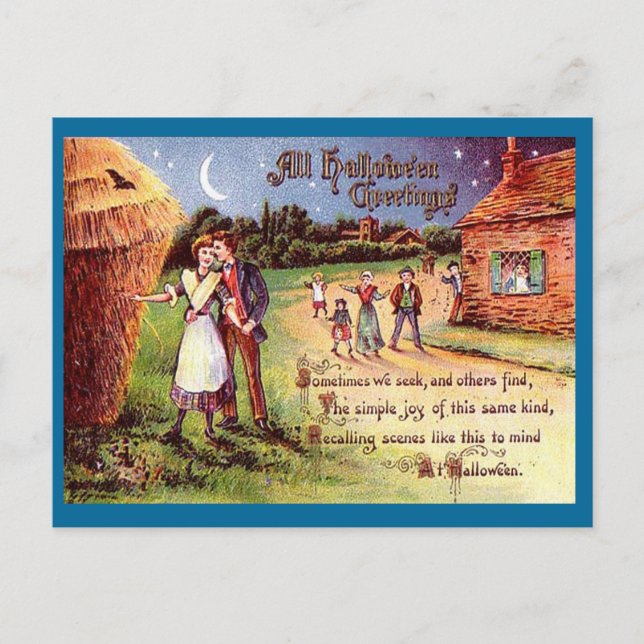 Vintage All Halloween Greeting Couple Postcard (Front)