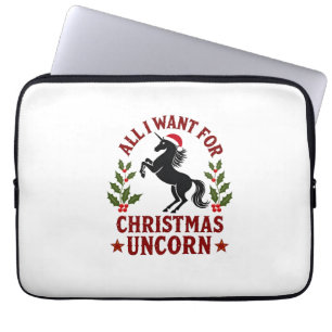 Vintage All I Want for Christmas Is a Unicorn Funn Laptop Sleeve