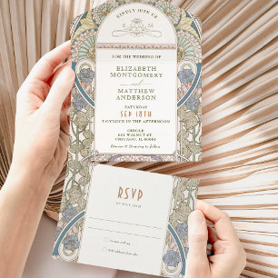 Vintage All in One Wedding Invitation by Mucha