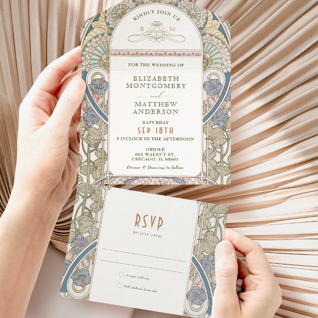 Vintage All in One Wedding Invitation by Mucha (Creator Uploaded)