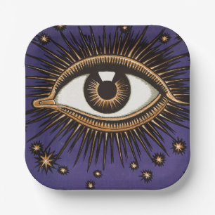 Vintage All Seeing Eye Mystic Celestial Art Paper Plate