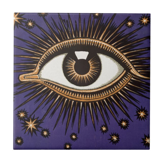 Vintage All Seeing Eye Mystic Celestial Art Tile (Front)